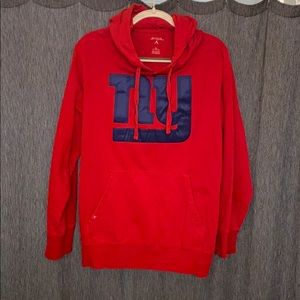 Red NY Giants hoodie.
